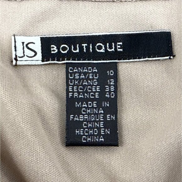 JS Boutique Women's Beige Sheer & Embroidered Long Sleeve Cami Set Sz 10 - Picture 8 of 11